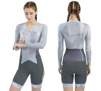 HECLOK Tuta Ciclismo Strada Donna Manica Lunga Traspirante - Body Triathlon Una Pezzo per Strada e Triathlon, Fondello Alta Densità | Asciugatura Rapida | UV UPF 50+ | 2 Tasche (Set-3,xx_l)