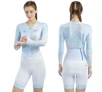 HECLOK Tuta Ciclismo Strada Donna Manica Lunga Traspirante - Body Triathlon Una Pezzo per Strada e Triathlon, Fondello Alta Densità | Asciugatura Rapida | UV UPF 50+ | 2 Tasche (Set-2,l)