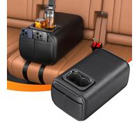 Hecotrax Bracciolo Universale per Sedile Posteriore dell'auto, Console a 2 File, con portabicchieri, bracciolo Posteriore per Sedile Posteriore, bracciolo Centrale (Nero, Doppie Tasche)