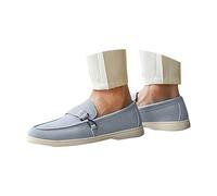 Hecotylus Mocassini formali da uomo, leggeri, retrò, con tomaia in pelle scamosciata, classici, traspiranti, comodi, per guida aziendale e matrimoni, blu cielo, 39 2/3 EU