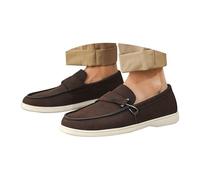 Hecotylus Mocassini formali da uomo, leggeri, retrò, con tomaia in pelle scamosciata, classici, traspiranti, comodi, per guida aziendale e matrimoni, Caff, 40 2/3 EU