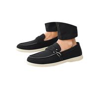 Hecotylus Mocassini formali da uomo, leggeri, retrò, con tomaia in pelle scamosciata, classici, traspiranti, comodi, per guida aziendale e matrimoni, Nero , 40 2/3 EU