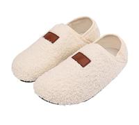 Hecotylus Pantofole da interno in peluche per le donne leggere scarpe basse slip-on casual comode calzature a mani libere antiscivolo scarpe chiuse per tutti i giorni, bianco, 37.5 EU