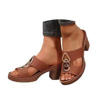 Hecotylus Sandali larghi da donna, sandali aperti con tacco grosso, pantofole estive con supporto per arco plantare, comode scarpe da passeggio romane, scarpe da passeggio comode, calzature in finta