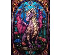 HecticCore Drago Kit di Diamond Painting per adulti e bambini set 5D,fai da te con strass, anime, kit artistico, pietre rotonde, per decorazione della casa, 30 x 40cm