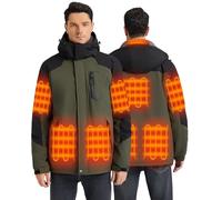 Hecusma Giacca riscaldante da uomo con powerbank da 18400mAh 12V, giacca termica da uomo calda e imbottita, giacca da uomo riscaldabile con cappuccio rimovibile, impermeabile e a prova di vento per