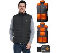 Hecusma Gilet Riscaldato Uomo Nero XL con Batteria Inclusa 16000mAh 7.4V, 9 Zone di Riscaldamento, Design Senza Luci, Ideale per Attività All'aperto e Caccia
