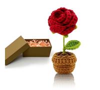 HeDaKang Regali da donna, fiori all'uncinetto, festa della mamma, compleanno per famiglie, amici, colleghi, fatti a mano, rosa artificiale, soggiorno, ufficio, auto, decorazione