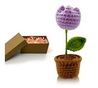 HeDaKang Regali da donna, fiori all'uncinetto, festa della mamma, compleanno per famiglie, amici, colleghi, tulipani fatti a mano, pianta artificiale, soggiorno, ufficio, auto, decorazione