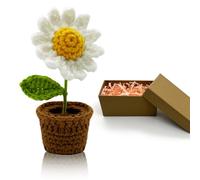 HeDaKang Regali da donna, fiori all'uncinetto, per compleanno, festa della mamma, famiglie, bambini, amici, camomilla fatta a mano, pianta artificiale, soggiorno, ufficio, auto, decorazione