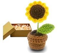 HeDaKang Regali per donne all'uncinetto, fiori di compleanno per famiglie, amici, colleghi, fatti a mano, girasoli, pianta artificiale, regalo di addio, decorazione per auto