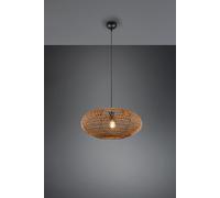 HEDDA SOSPENSIONE VINTAGE D52 IN FIBRA SISAL MARRONE E MONTATURA IN METALLO NERO ATTACCO E27