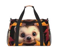 Hedgehog Among Leaves - Borsone da viaggio impermeabile, compatto, per sport, palestra e fine settimana, per uomini e donne