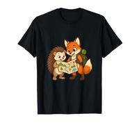 Hedgehog And Fox Esplora Una Mappa con Immagini Maglietta