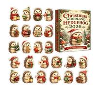 Hedgehog Christmas advent ornaments 24 pack flat acrylic decor | 2D flat holiday keepsakes with 24 festive pieces ideal for Christmas tree branches mantel window and seasonal countdown displ