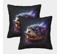 Hedgehog Cosmic-Fantasy Space Art Style Federe Cuscini Per Divano Decorative Available All Seasons Fodere Per Cuscini 2 Pezzi Quadrate Poliestere Sedia Camera Da Letto 50x50cm