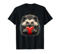 Hedgehog Hugging Heart San Valentino Riccio Cuore Maglietta