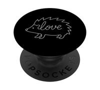Hedgehog Love Line Art, simpatico animale dei boschi, amante del riccio PopSockets PopGrip Adesivo