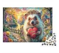 Hedgehog Love Puzzle 1000 Pezzi Stampe d'arte dell'amore del riccio regalo per amanti puzzle decompressivo educativo divertente per famiglie