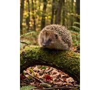 Hedgehog on Mossy Log Peaceful Forest Scene Journal: a GRAPH notebook for self-expression