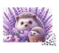 Hedgehog Puzzle 1000 Pezzi Lavender Hedgehog in Cartone Qualità Premium Per Adolescenti Riunioni Amici Passare Il Tempo Regalo Non Deformabile 38x26cm/1000pcs