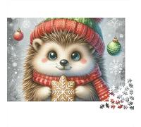 Hedgehog Puzzle 1000 Pz Xmas Hedgehog in Cartone Spessore Anti-stress Per Bambini 12+ Riunioni Amici Regalo Interlocking Non Deformabile 70x50cm/1000pcs