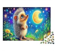 Hedgehog Stargazing 1000 Pezzi Riccio Fantasy della Luna Puzzle Materiale Cartone Riciclato per Adulti Relax Sollievo Stress Decorazione Pareti Regali per Donare e Creatività