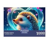 Hedgehog Surrounded by Hibiscus Flowers Struttura Durevole Attività Hobby Ideale, Adatta Per Migliorare Capacità Di Risolvere Problemi 38x26cm/1000pcs