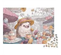 Hedgehog Tea Party Jigsaw Puzzle Impossibili 1000Pcs Decorazione Per La Casa. Rilassamento E Intelligence Per Adulti E Bambini Da 12 Anni 70x50cm/1000pcs