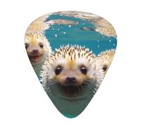 Hedgehogs in the Water - Confezione da 12 plettri per chitarra, con scatola portaoggetti, in materiale ABS, per chitarra acustica ed elettrica, 3 opzioni di spessore