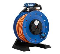 HEDI K740Q2TF - Avvolgicavo in plastica "Generation 7", lunghezza cavo 40 m, cavo corazzato HEDI Plus, sistema diagnostico DiagS e interruttore di protezione termica, adatto per cantieri e montaggio