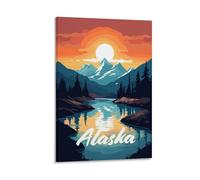 Hedlektio Bellissimo poster con paesaggi del lago dell'Alaska, arte su tela, decorazione da parete per ufficio e casa, idea regalo, 60 x 90 cm