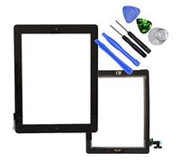 Hedywei Schermo Touch Glass Digitizer di Ricambio per iPad 2 con Tasto Home Nero