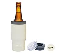 HEECN® Cooler Sleeve - Refrigeratore per bottiglie - Raffreddamento per lattine di birra -Guaina 33cl per Birra & Bevande - Tazza Termica 2 Coperchi & Apribottiglie (Bianco)