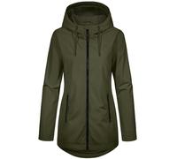 Heekpek Giacca da Donna Primaverile Parka Cappotto con Cappuccio Leggero Jacket Giubbotto Elegante Antivento Trench Mezza Stagione Softshell Casual Zip Up Coat Outdoor per Autunno(Verde militare, XXL)