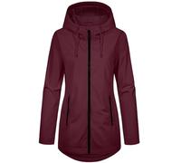 heekpek Giacca da Donna Primaverile Parka Cappotto con Cappuccio Leggero Jacket Giubbotto Elegante Antivento Trench Mezza Stagione Softshell Casual Zip Up Coat Outdoor per Autunno(Bordeaux, S)