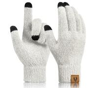 heekpek Guanti Invernali Donna a Maglia Lana Termici Guanti Touch Screen Invernale Leggeri Unisex Caldi Guanti, Grigio chiaro