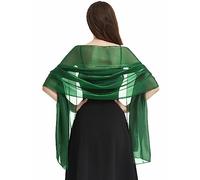 heekpek Scialle Stola Donna Elegante Cerimonia Sciarpa Sheer Trasparente Glitterato Lungo Sciarpa Donna per Abiti da sera, Matrimoni, Festa, Verde scuro