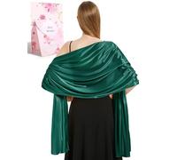 heekpek Sciarpa Donna Elegante Scialle Seta Satinata Leggero Scialle Stola Donna Sciarpa Lunga Cerimonia Matrimonio Festa, Verde scuro