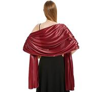 heekpek Sciarpa Donna Elegante Scialle Seta Satinata Leggero Scialle Stola Donna Sciarpa Lunga Cerimonia Matrimonio Festa, Rosso