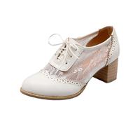 Heeled with Cutout Lace Overlay And Strappy Front Design for Dressy Occasions (White-A, 40)