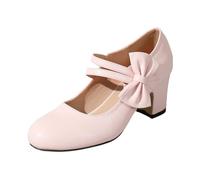 Heels Donna con punta quadrata Mary Jane Elegante Scarpe Tacco Blocchi a Punta Chiusa Elegante Scarpe Tacco Piedi Larghi Casual per il Matrimonio E la Serata, Rosa, 38 EU