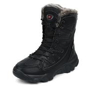 HeelVirtuosa Scarponi da Trekking Invernali Alti, con Suola Profonda e Fodera in Pile, for climi Freddi e sentieri all'aperto(Black,39 EU)