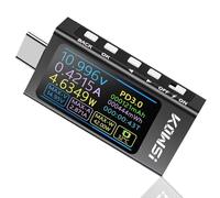 Heemol Tester USB 3,3 V-40 V 12 A USB C, multimetro digitale PD3.1 QC4.0 PDO, misurazione bi-direzionale ad alta precisione, tensione, capacità di corrente, voltmetro con rilevamento del protocollo di