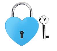 HEEPDD 1,8 X 2.3 Pollici Blocco Cardiaco, Desiderio di Cuore Colorato Squisito Lucchetto di Metallo con Chiave, Forniture per L'artigianato per la Casa per Chiusura Sportiva, Bagagli, (BLUE)