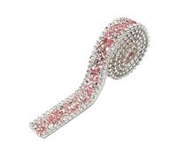 HEEPDD 1 Yard Nastro di di Cristallo, Nastro di Sparkle Diamond Wrap Roll per la Decorazione del Collare della Clip di Capelli di Applique della Cinghia dei Vestiti da Promenade (Rosa)