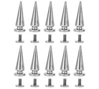 HEEPDD 10 Pezzi Conico Rivet Punk in Metallo, Cono Punk Rivetti per DIY Scarpe in Pelle Giacca Craft Bag Indumento 10x26MM(Argento)