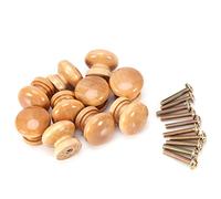 HEEPDD 10 Pezzi Manopole per Armadi in Legno, Maniglia per Mobili Rotonda in Legno Naturale Manopola Armadio Cassetto con Viti per Cassettiera Armadio Mobilia(24MM)