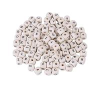 HEEPDD 100 Pezzi per Perle Cubo di Lettere di Acero da 100 Pezzi, Perle Quadrate Leggere con più Lettere Casuali Adatte per le Collane di Bracciali Artigianato Attività per Bambini
