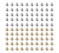 HEEPDD 100 Rivetti Conici da 10 X 8 Mm, 50 Borchie a Punta con Retro Piatto in Oro e 50 in Argento per Decorazioni di Abbigliamento e Progetti di Artigianato